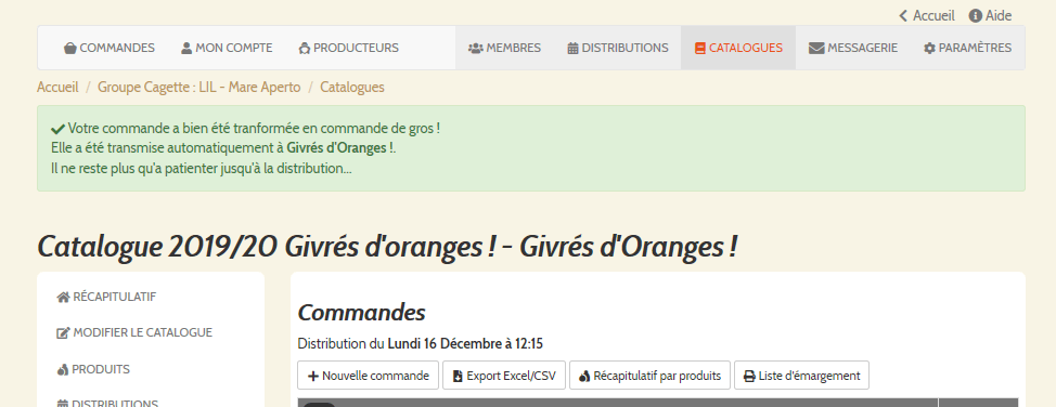 Bravo ! commande transformée